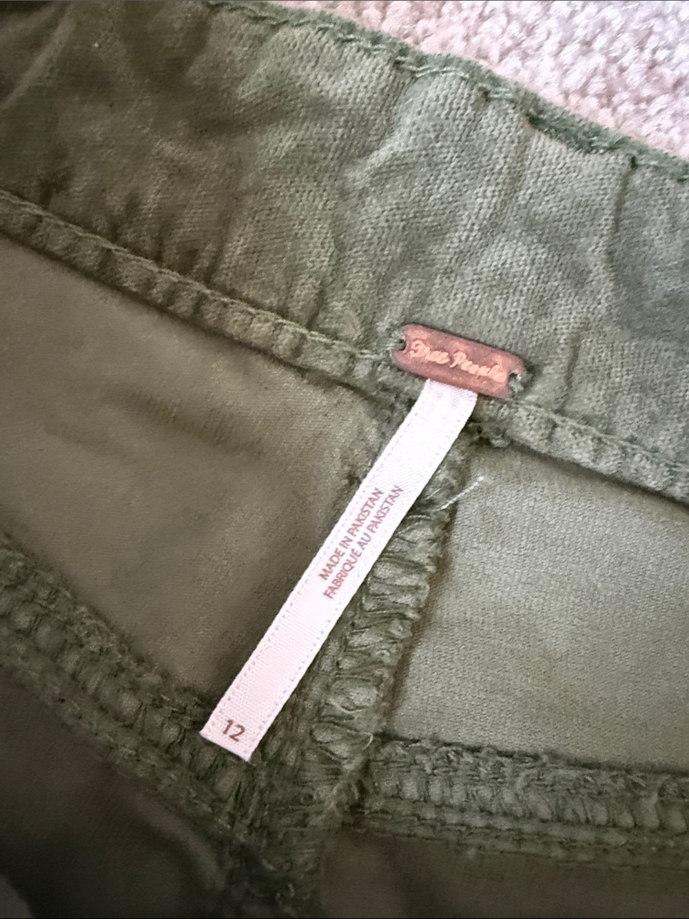 NWT Free People High Time Velvet Kick Flare Pants Olive Green - Picture 8 of 12
